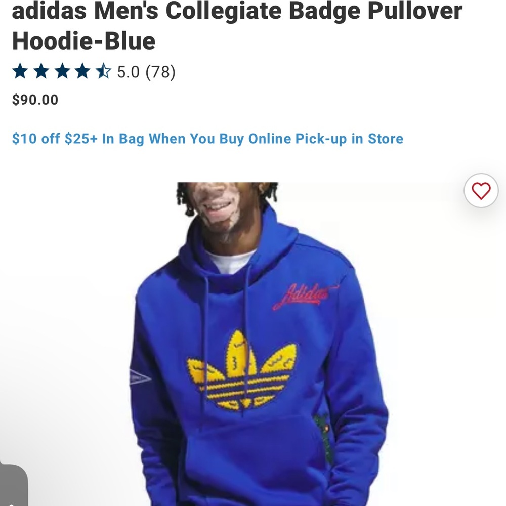 adidas Men's Collegiate Badge Pullover Hoodie-Blue